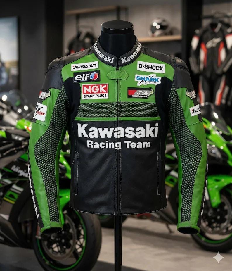 Kawasaki green leather jacket - Etsy 日本