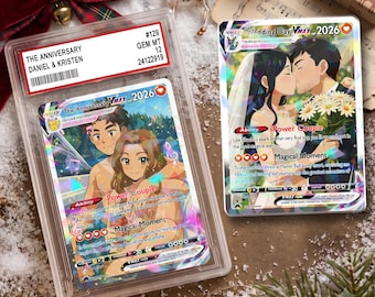 Custom Pokémon Anniversary Card, Custom Anime Photo Card, TCG Wedding Holo Card, Gift for Him/Her, Custom Card for Couple, Anniversary Gift