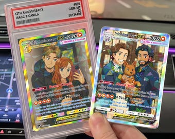 Custom Pokemon Anniversary Card for Couple, TCG Wedding Holo Card, Custom Anime Photo Card, Birthday Gift, Gift for Him/Her, Christmas Gift