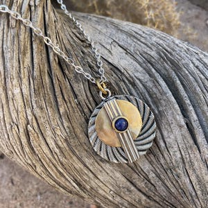 Brass and Silver Modern Western Medallion Pendant