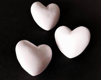 Set of 3 White Heart Brooches, Handmade Polymer Clay Pins, Gift for Any Occasion