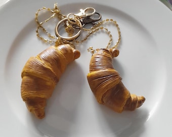 Set of 2 Handmade Polymer Clay Croissants, Mini Food Charm, Gift for Sweet Lovers
