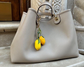 Handmade Polymer Clay Lemon Bag Charm Set of 2 – Gift for Her