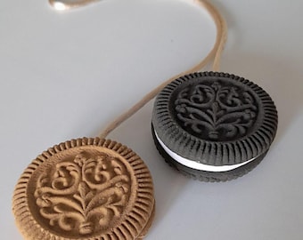 Handmade Cookie Bag Charms – Polymer Clay Biscuit Pendant in Brown Shades