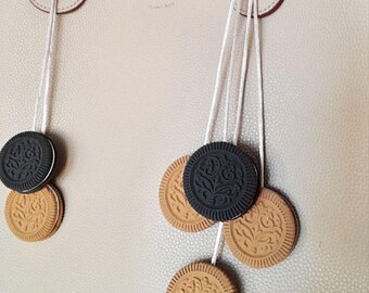 Cookie Bag Charm Set of 3 – Handmade Polymer Clay Biscuit Pendant in Brown Shades