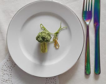 Handmade Broccoli Bag Charm, Polymer Clay Accessory, Gift for Veggie Lovers