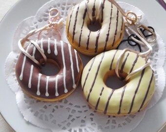 Handmade Polymer Clay Donut Bag Charm Set of 3 – Gift for Sweet Lovers