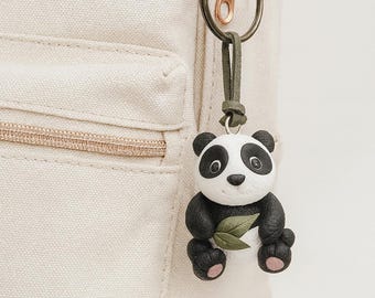 Handmade Polymer Clay Panda Bag Charm – Gift for Any Occasion
