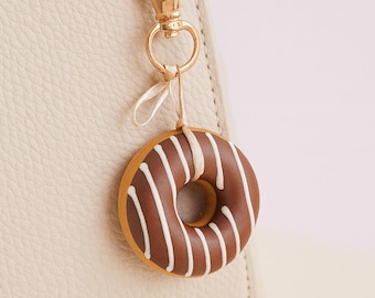Handmade Polymer Clay Donut Bag Charm – Gift for Sweet Lovers