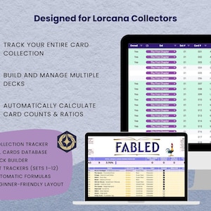 Disney Lorcana Card Tracker Spreadsheet | Deck Builder | Collection ...