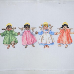Little International Angels Finished Completed Cross Stitch