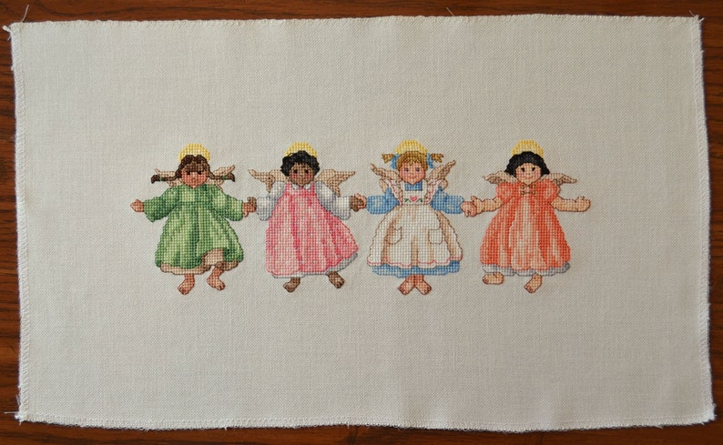 Little International Angels Finished Completed Cross Stitch
