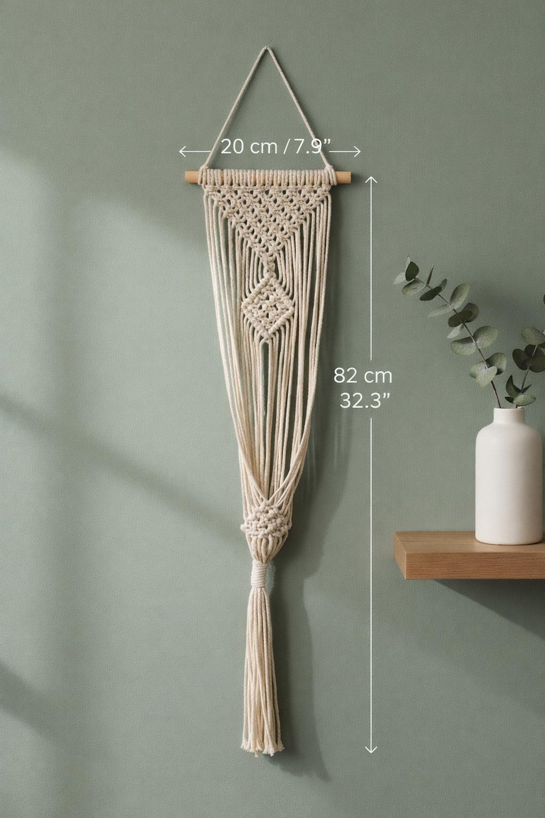 Macrame Wall Hanger | Boho Hanging Planter | Cotton Rope Decor | Bohemian Plant Gift image 3
