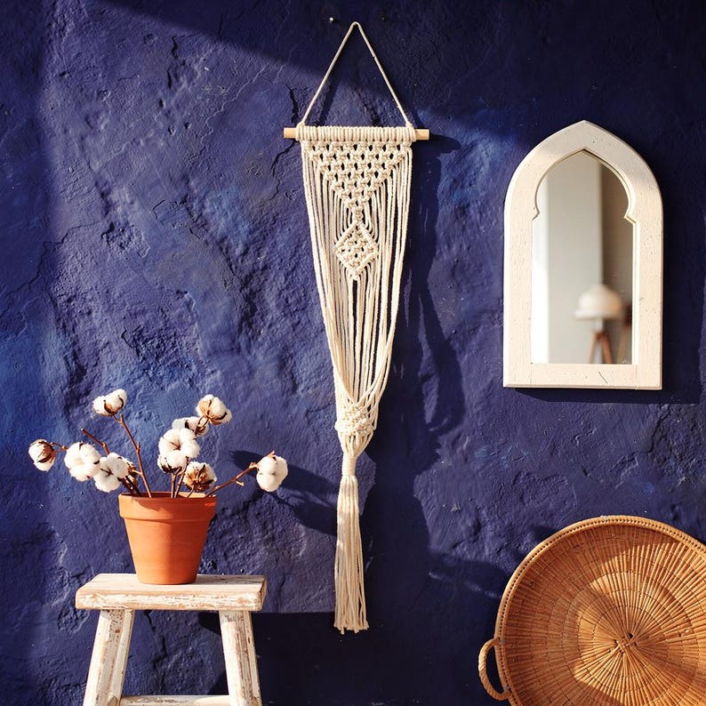 Macrame Wall Hanger | Boho Hanging Planter | Cotton Rope Decor | Bohemian Plant Gift
