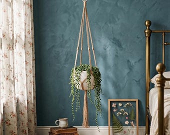 Corde de jute pour suspension de plante en macramé | Jardinière suspendue bohème d'intérieur | Cadeau de décoration d'intérieur de ferme rustique
