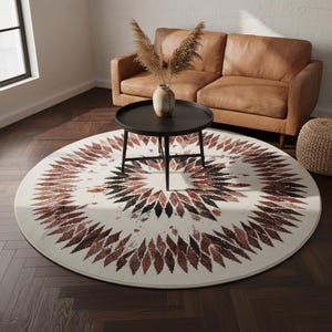 Zmywalny dywan w geometryczne koła | Dywan w stylu ciemnego boho w stylu wiejskim | Wystrój salonu i sypialni