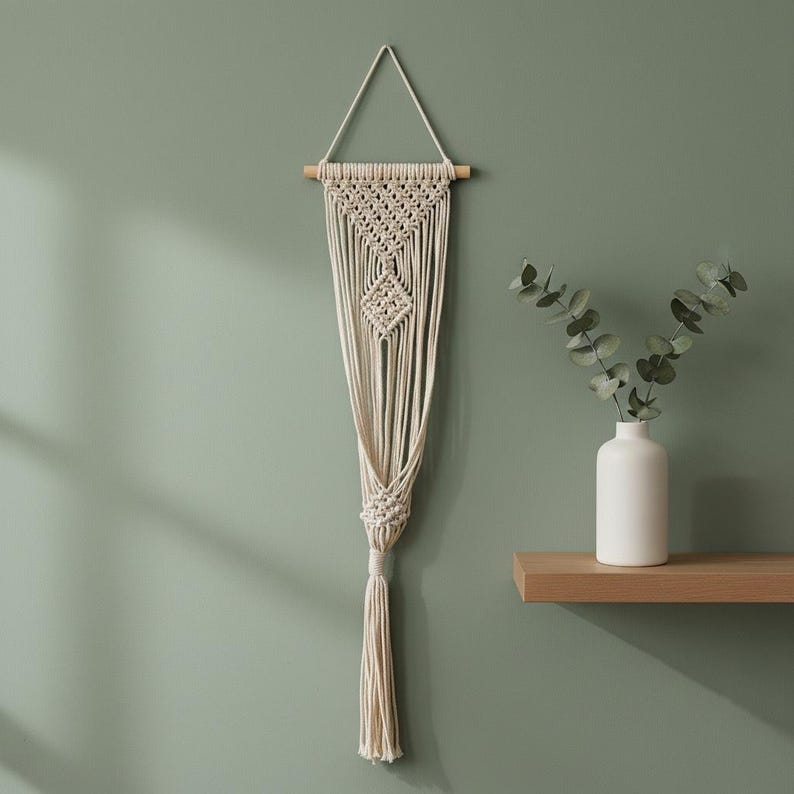 Macrame Wall Hanger | Boho Hanging Planter | Cotton Rope Decor | Bohemian Plant Gift