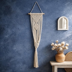 Macrame Wall Hanger | Boho Hanging Planter | Cotton Rope Decor | Bohemian Plant Gift