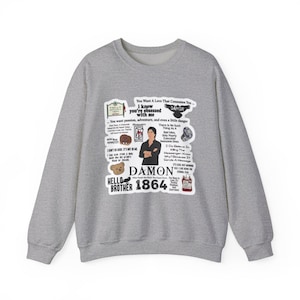 Sudadera de cuello redondo de Mystic Falls, sudadera para fans de TVD, sudadera con capucha con estampado gráfico de Damon Vampire.