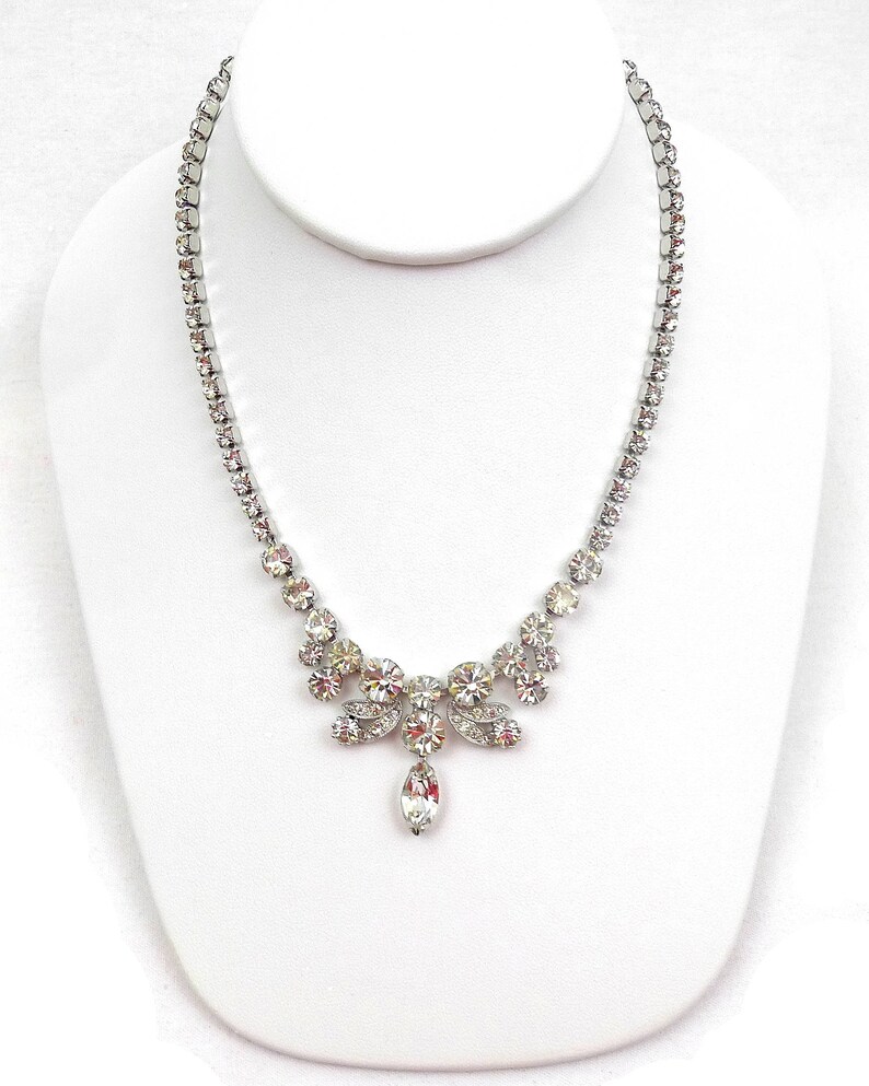 Long Drop Formal Prom Cotillion Gift For Collector Vintage EISENBERG ICE Rhinestone Necklace Bridal Jewelry