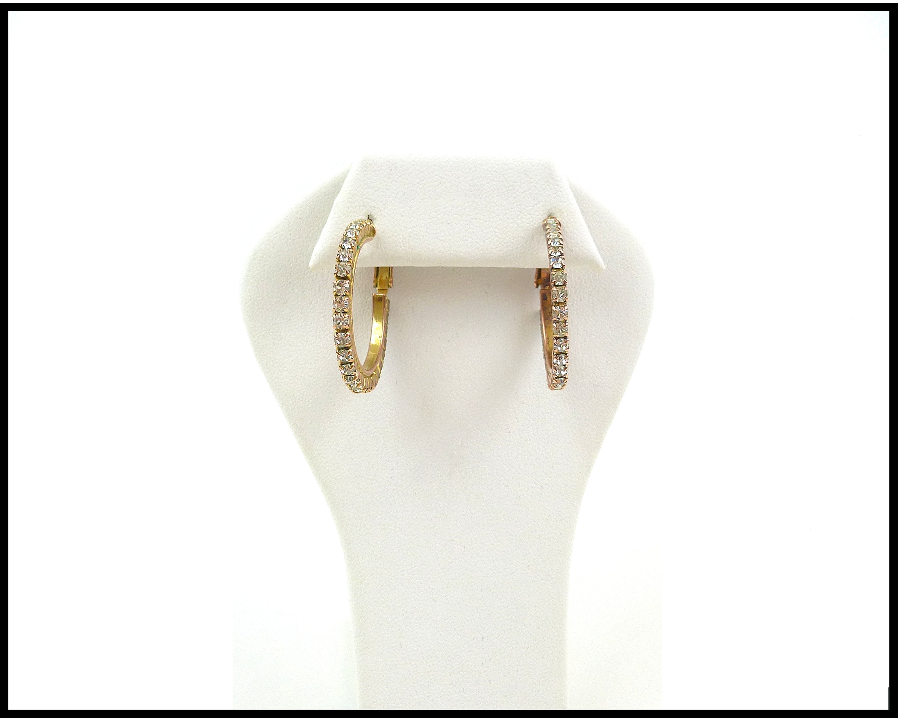 Gift for Teenager Bridesmaid Earrings Clear Rhinestone Hoops Weekday Bling Pierced Silver Hoop Earrings
