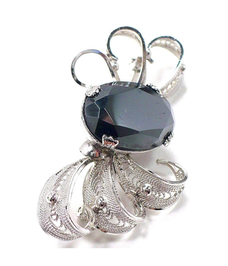 Italian Sterling Silver Filigree Signed SORRENTO Sterling Silver /& Hematite Earrings and Brooch Set