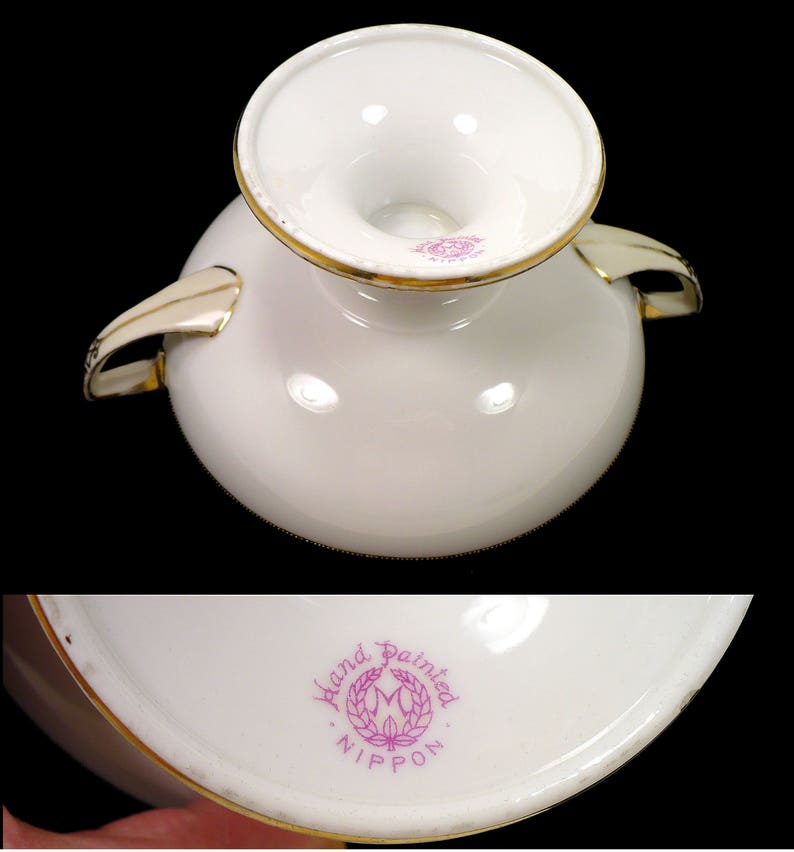 Antique Nipon Porcelain Bowl Pedestal & Handles Hand Painted Etsy