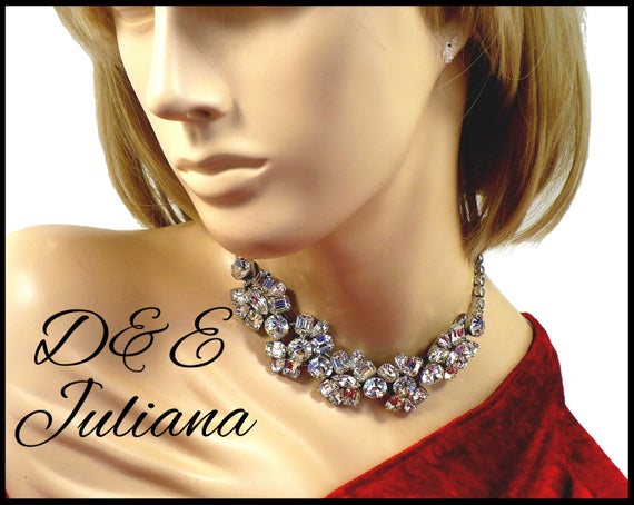 Long Drop Formal Prom Cotillion Gift For Collector Vintage EISENBERG ICE Rhinestone Necklace Bridal Jewelry