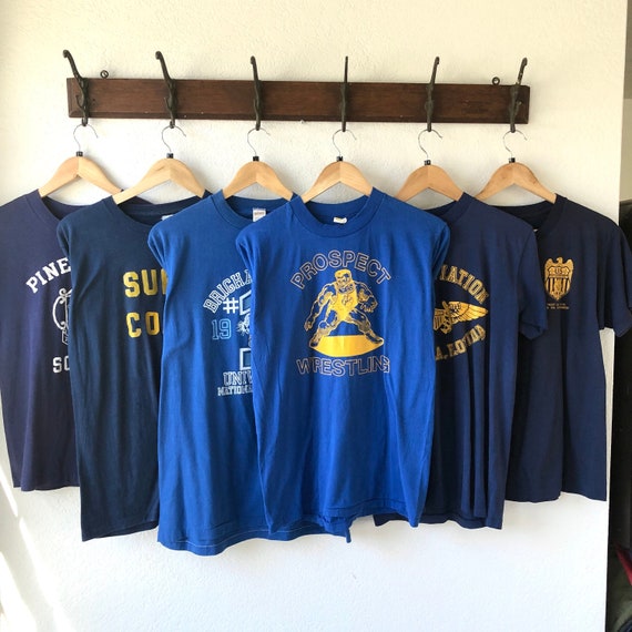Vintage blue / navy graphics T shirts 70's - 90's - image 1
