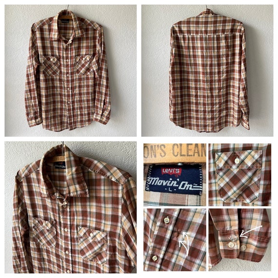 Vintage Levis & friends long sleeve plaid button … - image 6