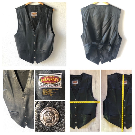 Vintage Leather Motorcycle Vest / Riding Vest Bla… - image 6