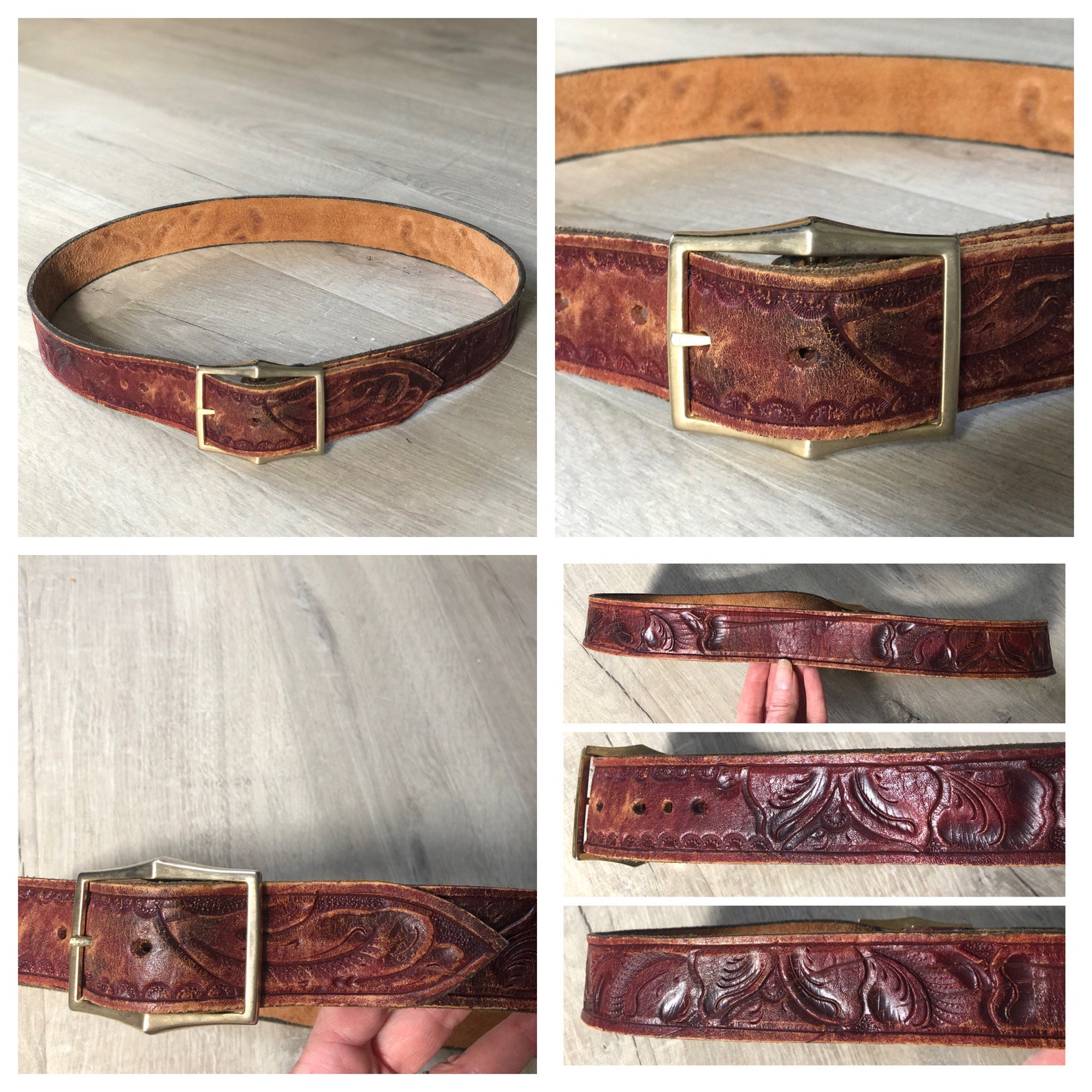 Vintage Tooled Leather Belts | Etsy