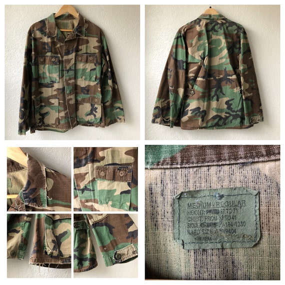 Vintage Camouflage military jackets / Shirt Mens … - image 5