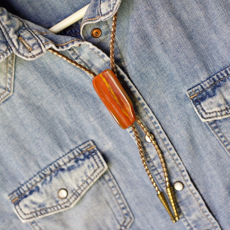 vintage unisex polished semi precious stone bolo ties necklaces