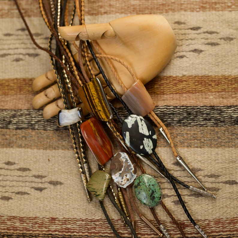 vintage unisex polished semi precious stone bolo ties necklaces