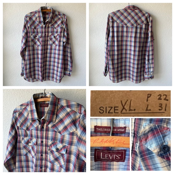 Vintage Levis & friends long sleeve plaid button … - image 8