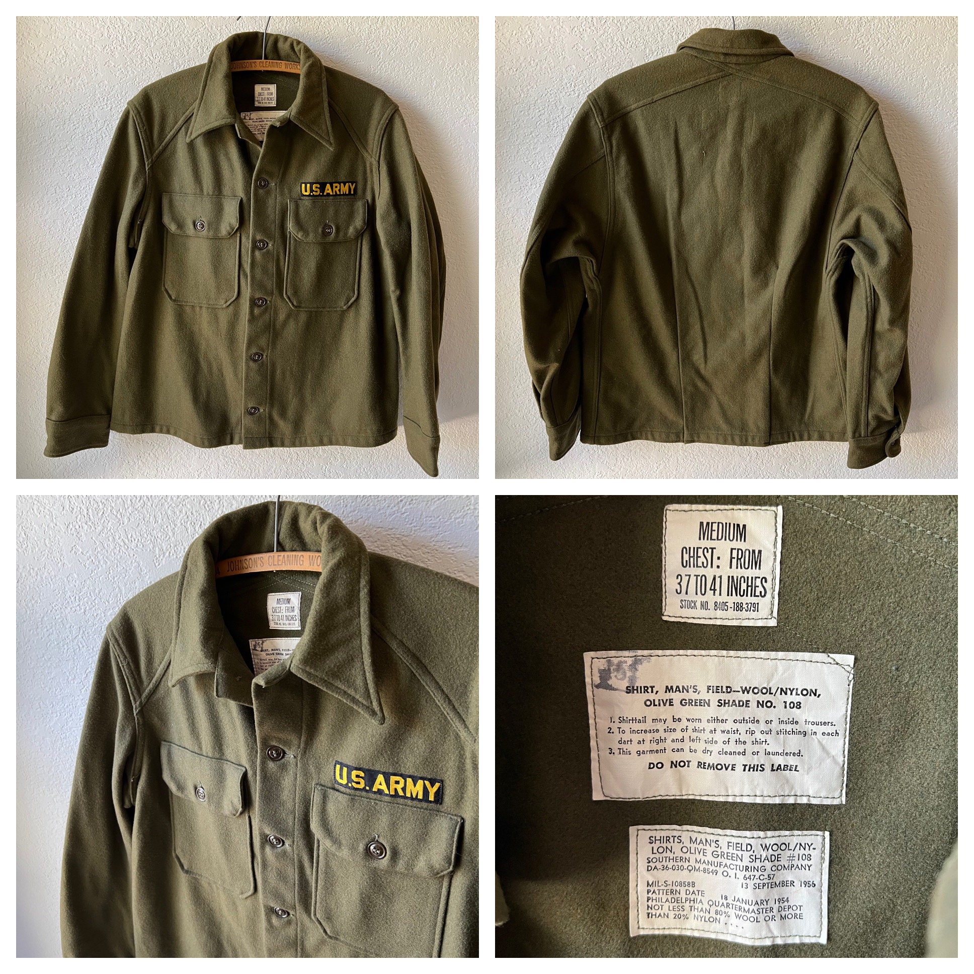 108 US ARMY 米軍 OG-507 ユーティリティシャツ スーベリア 108 US ARMY 米軍 OG-507 ユーティリティシャツ スーベリア