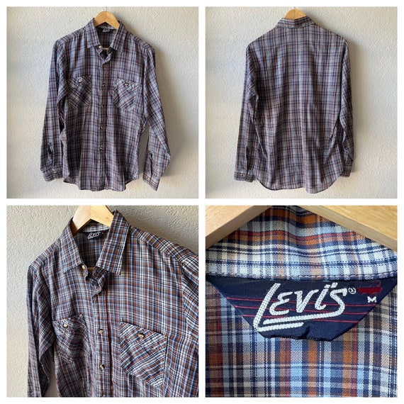 Vintage Levis & friends long sleeve plaid button … - image 4