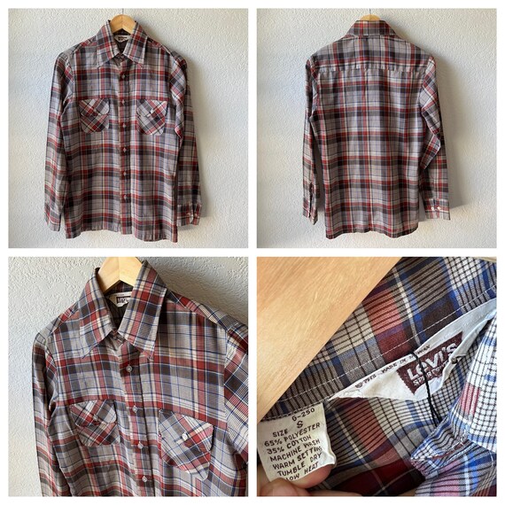 Vintage Levis & friends long sleeve plaid button … - image 3