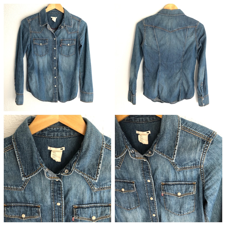 women jean pearl snap button up shirts