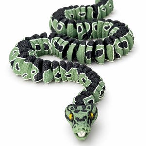 3D printed ball python – extra long articulated snake – flexible reptile – realistic design – 3 sizes available