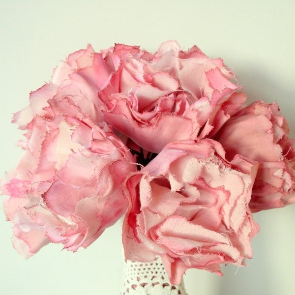 RESERVED for Daniella Pink Peony Fabric Flower Bridal Bouquet