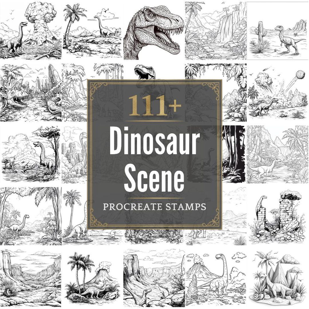 111+ Procreate Dinosaur Scene Brushes | Procreate Stamps | PNG Files ...