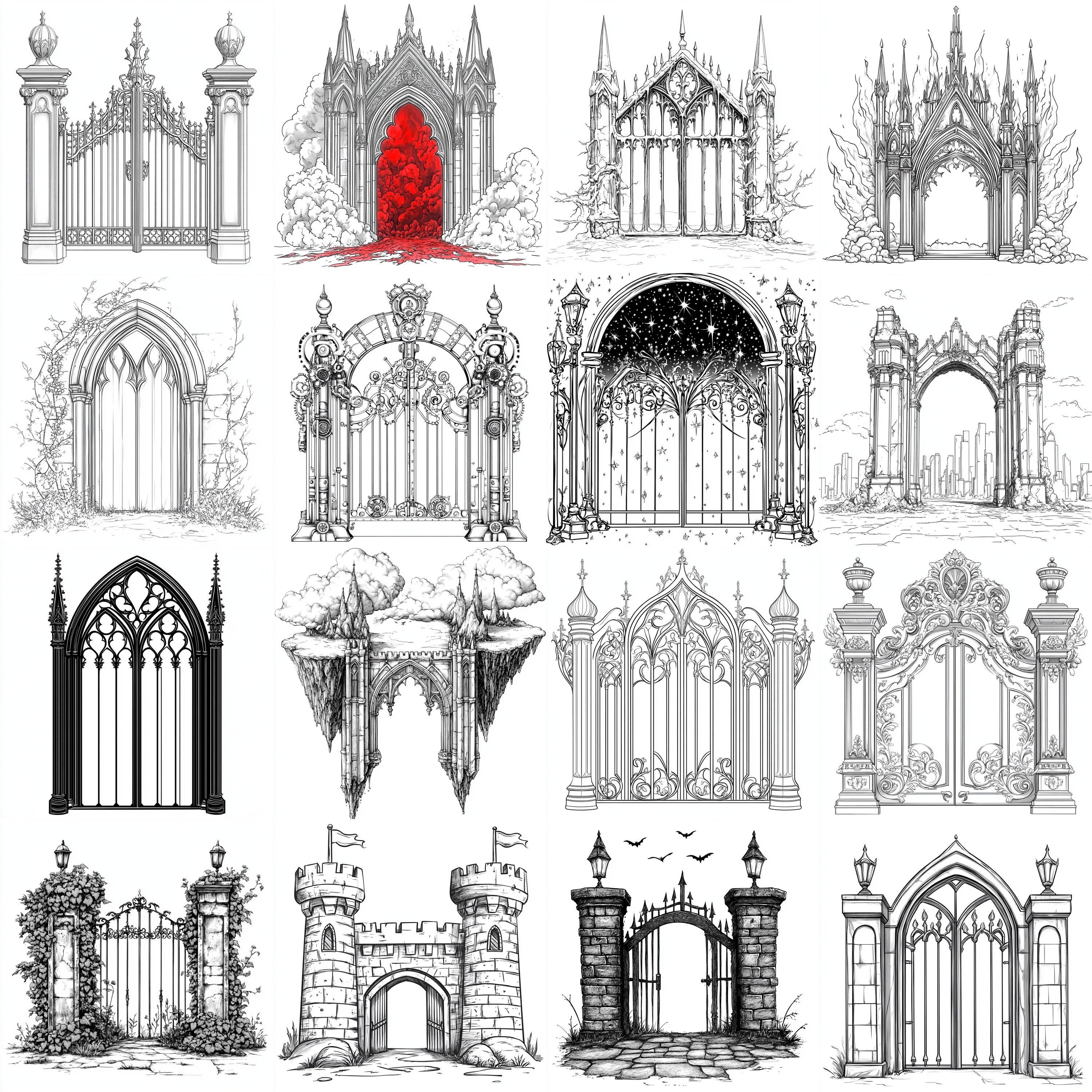 111+ Procreate Gothic Gate Brushes | Procreate Stamps | PNG Files ...