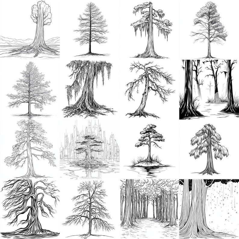 111+ Procreate Bald Cypress Tree Brushes | Procreate Stamps | PNG Files ...