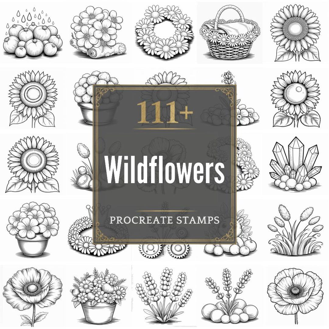 Wildflower Procreate Stamps | 111+ Brushes, Pngs (digital Download) - Etsy