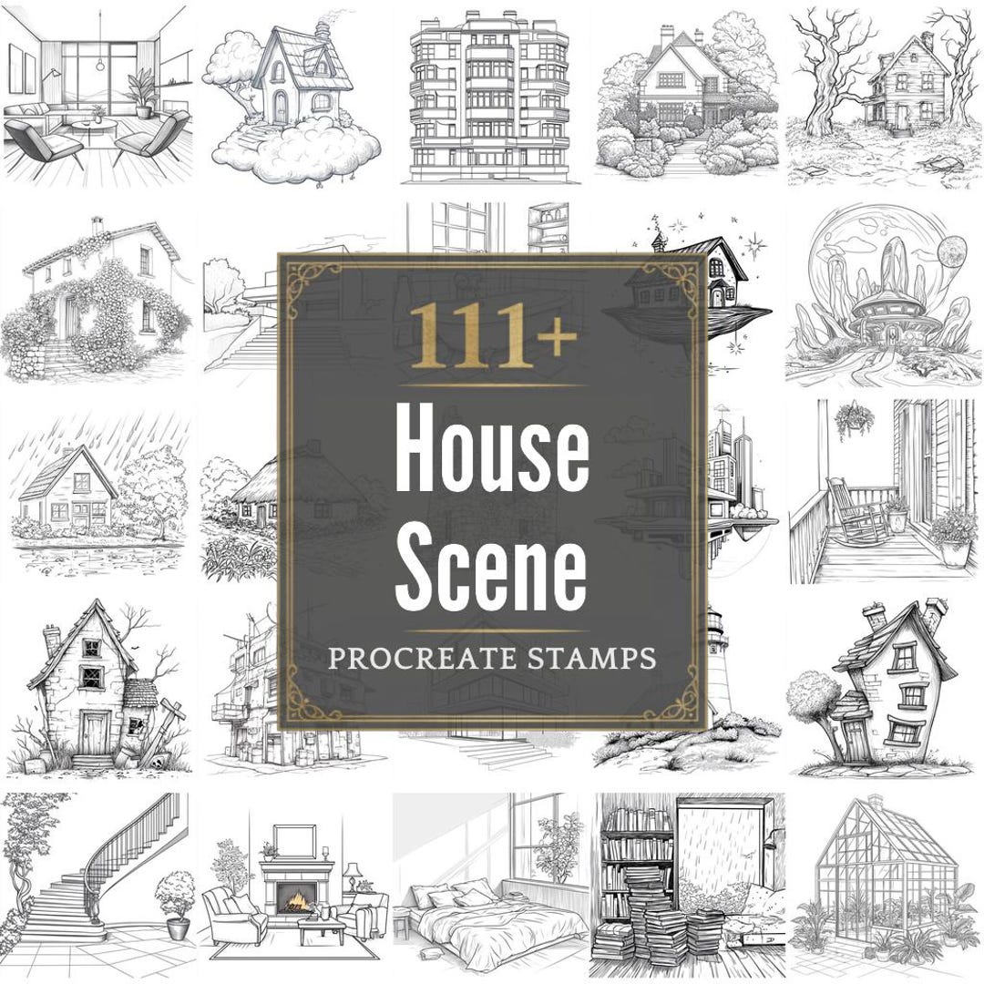 111+ Procreate House Scene Brushes | Procreate Stamps | PNG Files ...