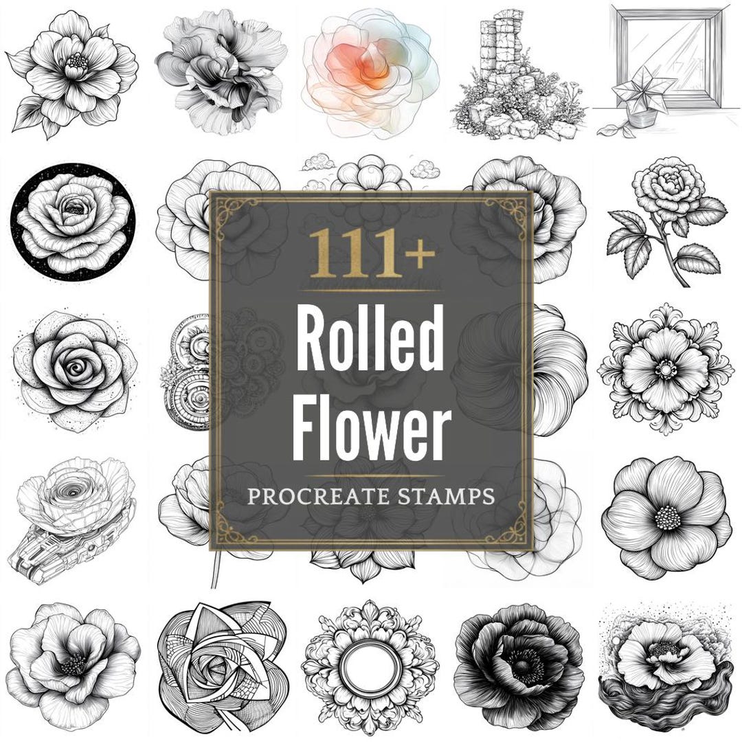 111+ Procreate Rolled Flower Brushes | Procreate Stamps | PNG Files ...