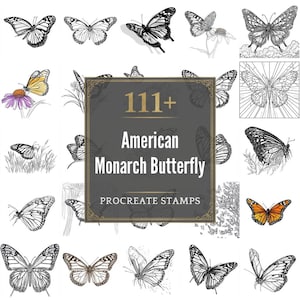 111+ Procreate American Monarch Buttefly Brushes | Procreate Stamps | PNG Files | Instant Download