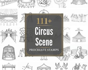 Brosses de procréation pour scène de cirque | + de 111 tampons et images PNG | Téléchargement numérique